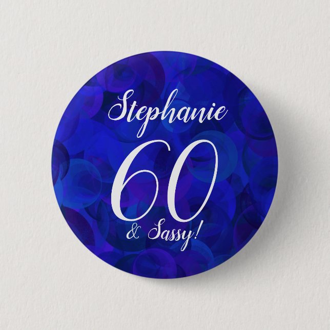 Macaron Rond 5 Cm Bouton Royal Blue 60 et Sassy Birthday Party (Devant)