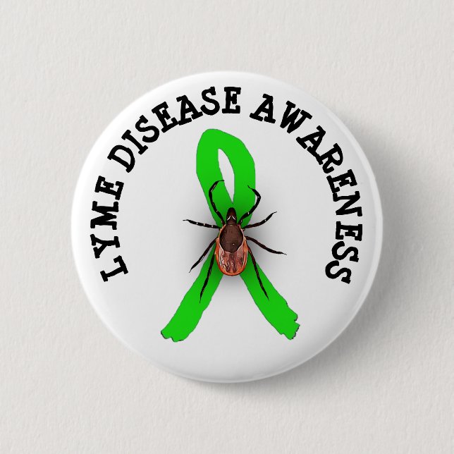 Macaron Rond 5 Cm Bouton ruban de Lyme Sensibilisation aux maladies  (Devant)