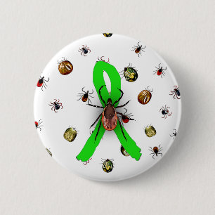 Macaron Rond 5 Cm Bouton Ruban de Sensibilisation aux Tiques Maladie