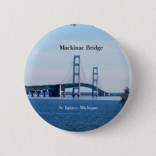 Macaron Rond 5 Cm Bouton Saint Ignace du printemps du pont Mackinac