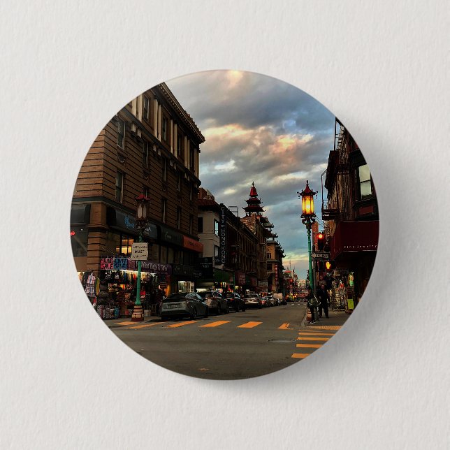 Macaron Rond 5 Cm Bouton San Francisco Chinatown #6 (Devant)