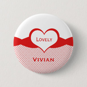 Macaron Rond 5 Cm Bouton Sassy Heart Fishnet, Rouge