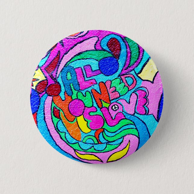 Macaron Rond 5 Cm bouton sauvage d'amour de couleurs (Devant)