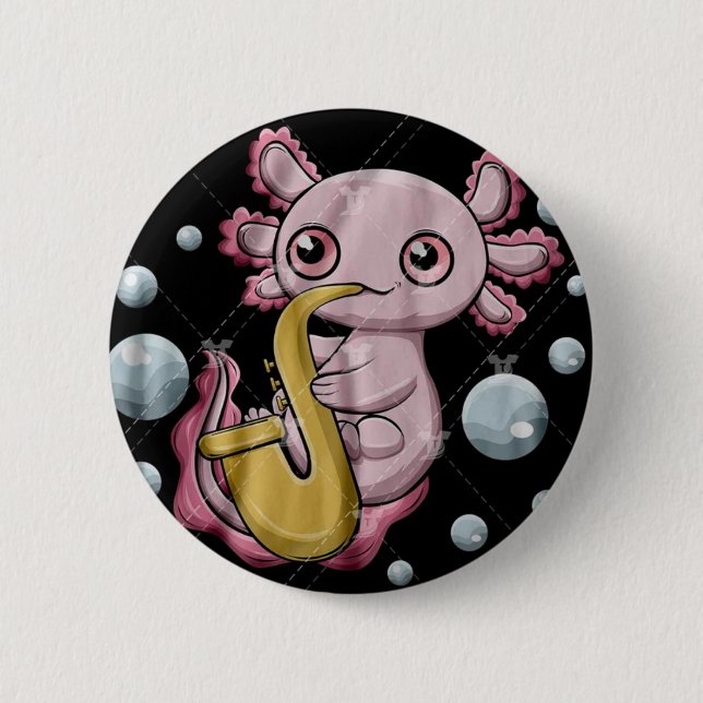 Macaron Rond 5 Cm Bouton Saxolotl (Devant)