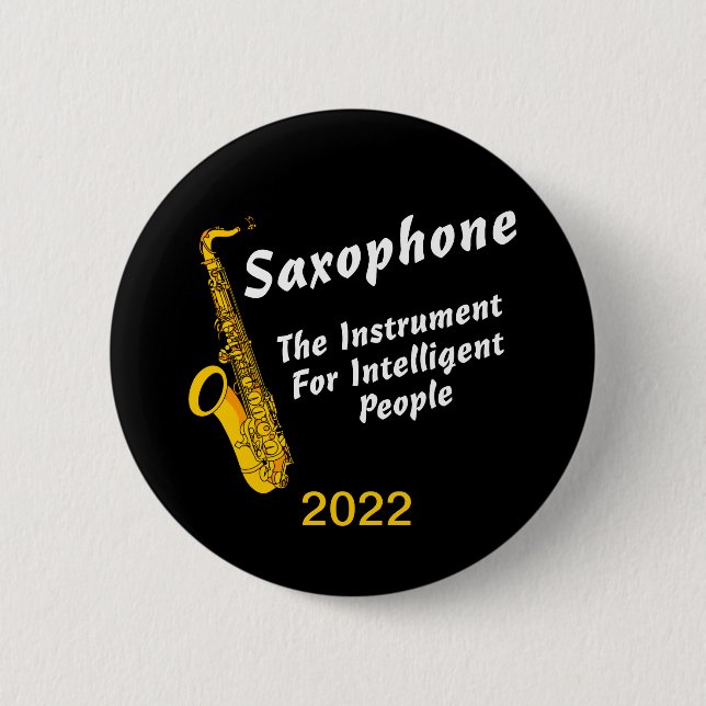 Macaron Rond 5 Cm Bouton Saxophone intelligent (Devant)