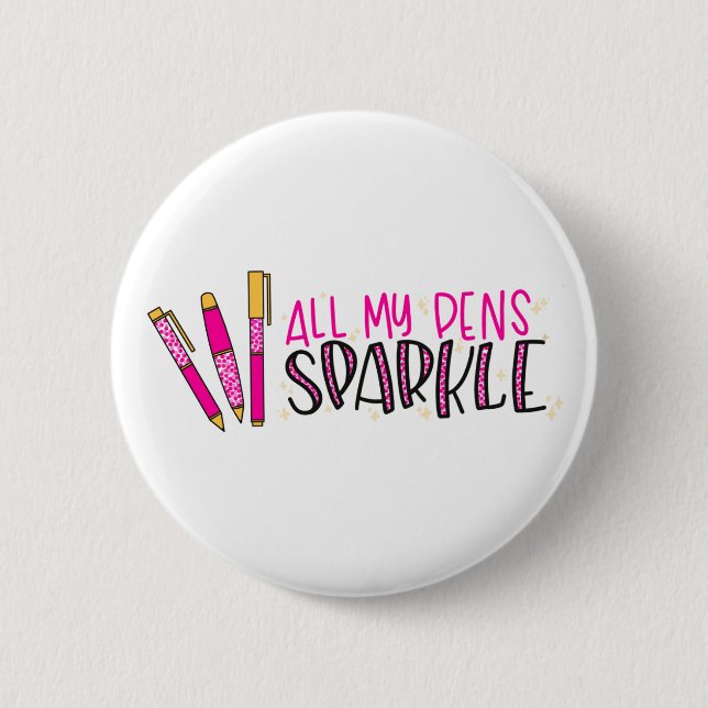 Macaron Rond 5 Cm BOUTON scintillant des stylos WCP (Devant)