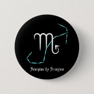 Macaron Rond 5 Cm Bouton Scorpion Constellation Zodiac