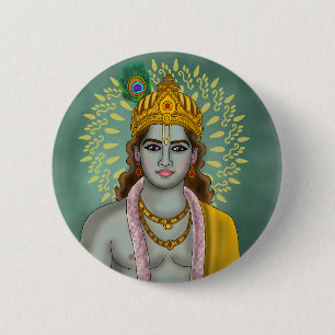 Macaron Rond 5 Cm Bouton Seigneur Krishna