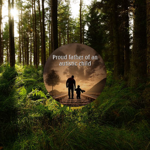 Macaron Rond 5 Cm Bouton Sensibilisation sur l'autisme père et enfan