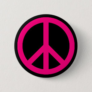 Macaron Rond 5 Cm Bouton Signe de Paix Rose