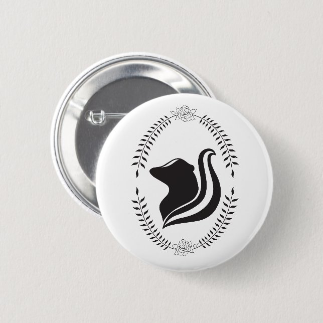 Macaron Rond 5 Cm Bouton Silhouette Cameo Skunk (Devant & derrière)