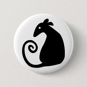 Macaron Rond 5 Cm bouton Silhouette de rat