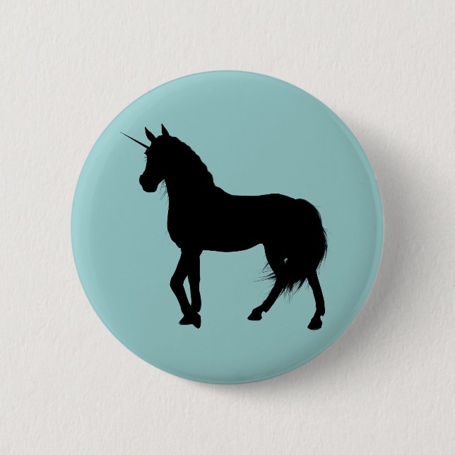 Macaron Rond 5 Cm Bouton Silhouette Unicorne (Devant)