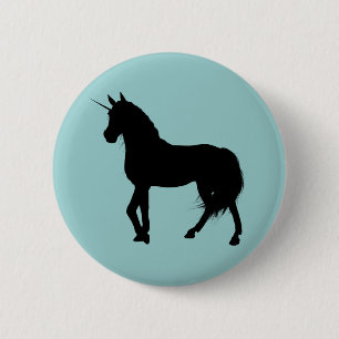 Macaron Rond 5 Cm Bouton Silhouette Unicorne