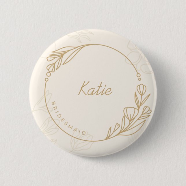 Macaron Rond 5 Cm Bouton simple floral simple personnalisé (Devant)