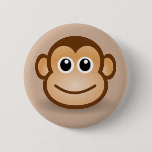 Macaron Rond 5 Cm Bouton Singe souriant Animé