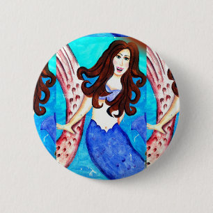 Macaron Rond 5 Cm bouton sirène brunette