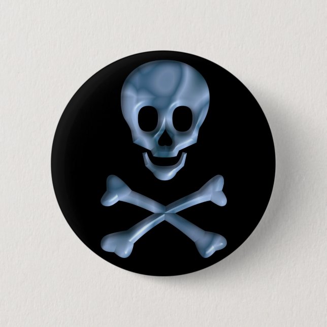 Macaron Rond 5 Cm Bouton SKULL 3D (Devant)