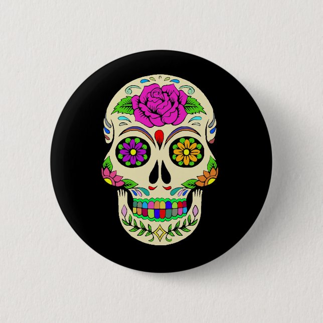 Macaron Rond 5 Cm Bouton Skulls à sucre (Devant)