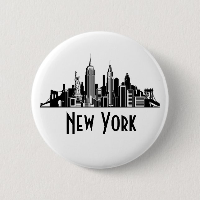 Macaron Rond 5 Cm Bouton Skyline de New York (Devant)