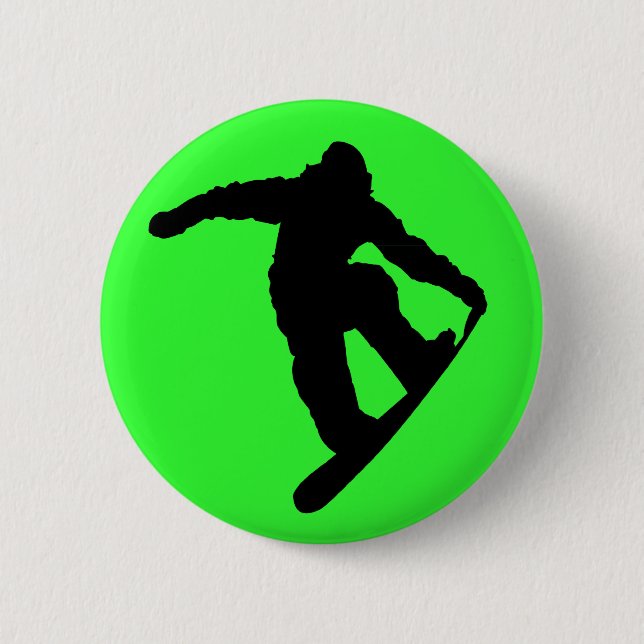 Macaron Rond 5 Cm Bouton Snowboarder (Devant)