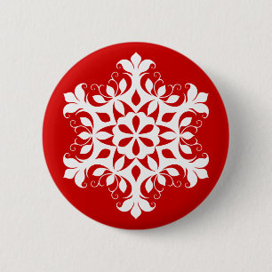 Macaron Rond 5 Cm Bouton Snowflake blanc