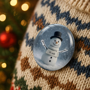 Macaron Rond 5 Cm Bouton Snowman personnalisé avec Écharpe personnal