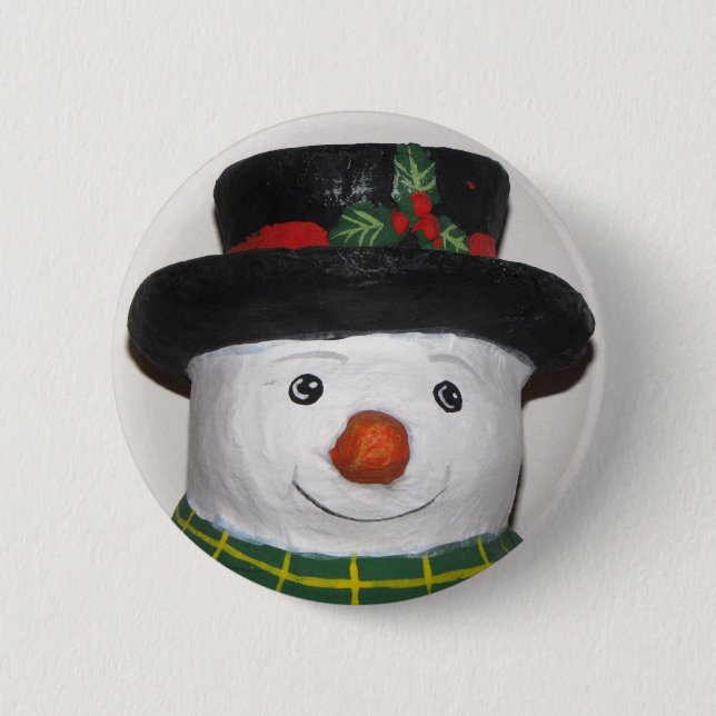 Macaron Rond 5 Cm Bouton Snowman très mignon (Devant)