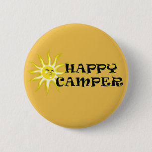 Macaron Rond 5 Cm Bouton Soleil du Camping Happy Camper Camping