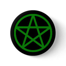 Bouton solide noir vert de pentagramme