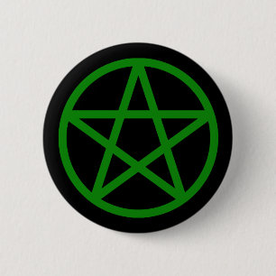 Macaron Rond 5 Cm Bouton solide noir vert de pentagramme