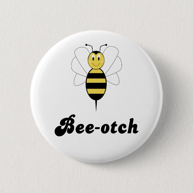Macaron Rond 5 Cm Bouton souriant Bumble Bee Bee-otch (Devant)