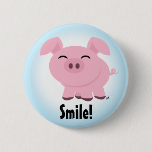 Macaron Rond 5 Cm Bouton sourire de porc mignon