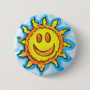 Macaron Rond 5 Cm Bouton Sourire Soleil d'Été