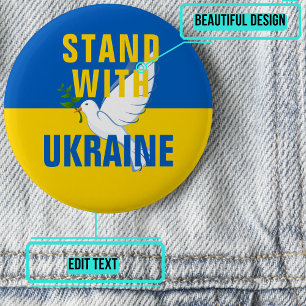 Macaron Rond 5 Cm Bouton Stand With Ukraine