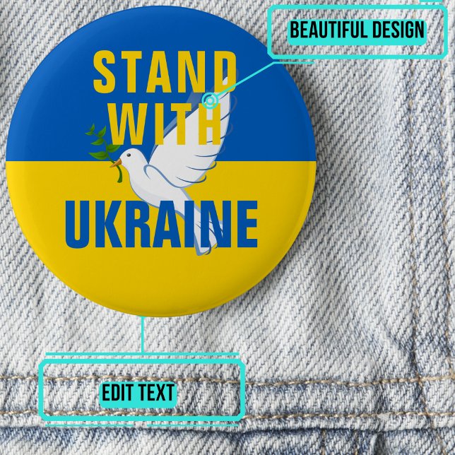 Macaron Rond 5 Cm Bouton Stand With Ukraine (Please enjoy our design and see the others in the collection.)