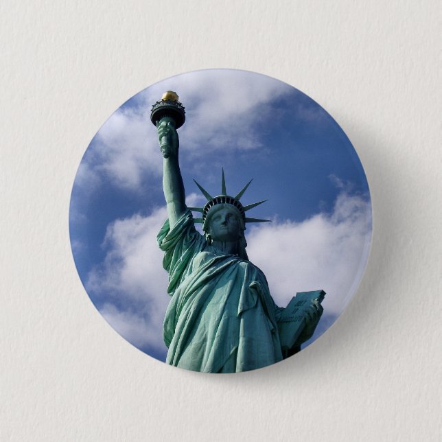 Macaron Rond 5 Cm Bouton Statue de la Liberté (Devant)