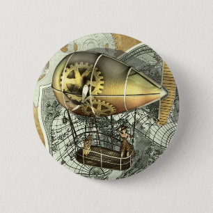 Macaron Rond 5 Cm Bouton Steampunk Dirigible Air Tour