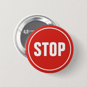 Macaron Rond 5 Cm Bouton STOP Sign