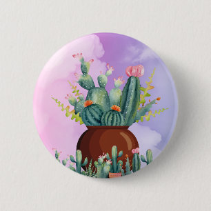 Macaron Rond 5 Cm Bouton Sunrise Cactus