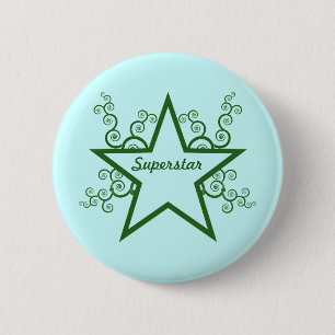Macaron Rond 5 Cm Bouton Superstar Swirls, Vert forêt