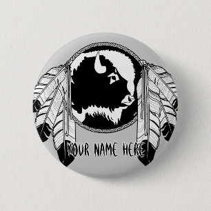 Macaron Rond 5 Cm Bouton sur mesure des Premières nations sur la fau