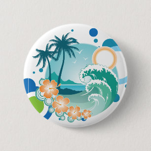Macaron Rond 5 Cm Bouton Surf de l'île