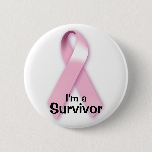 Macaron Rond 5 Cm Bouton Survivant du cancer (Devant)