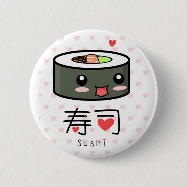 Macaron Rond 5 Cm Bouton Sushi Kawaii (Devant)