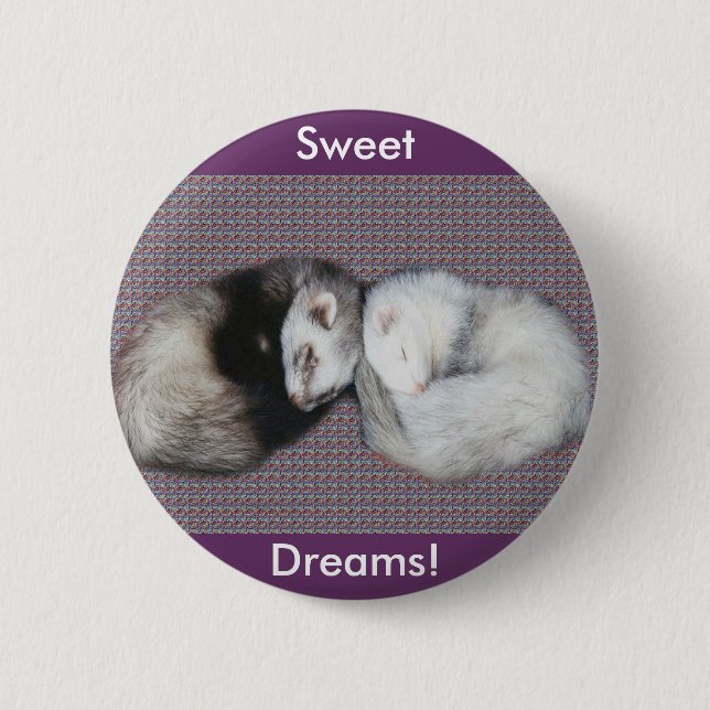 Macaron Rond 5 Cm Bouton Sweet Dreams Ferrets (Devant)