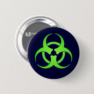 Macaron Rond 5 Cm Bouton Symbole de biodanger vert