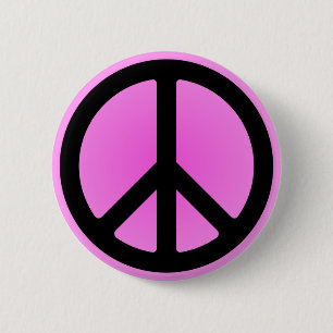 Macaron Rond 5 Cm Bouton symbole de la paix rose