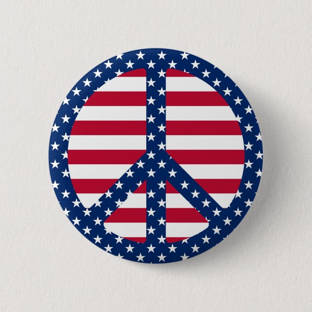 Macaron Rond 5 Cm Bouton Symbole de paix Stars & Stripes (Devant)