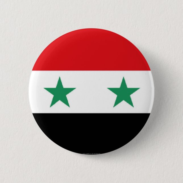Macaron Rond 5 Cm Bouton syrien de drapeau (Devant)
